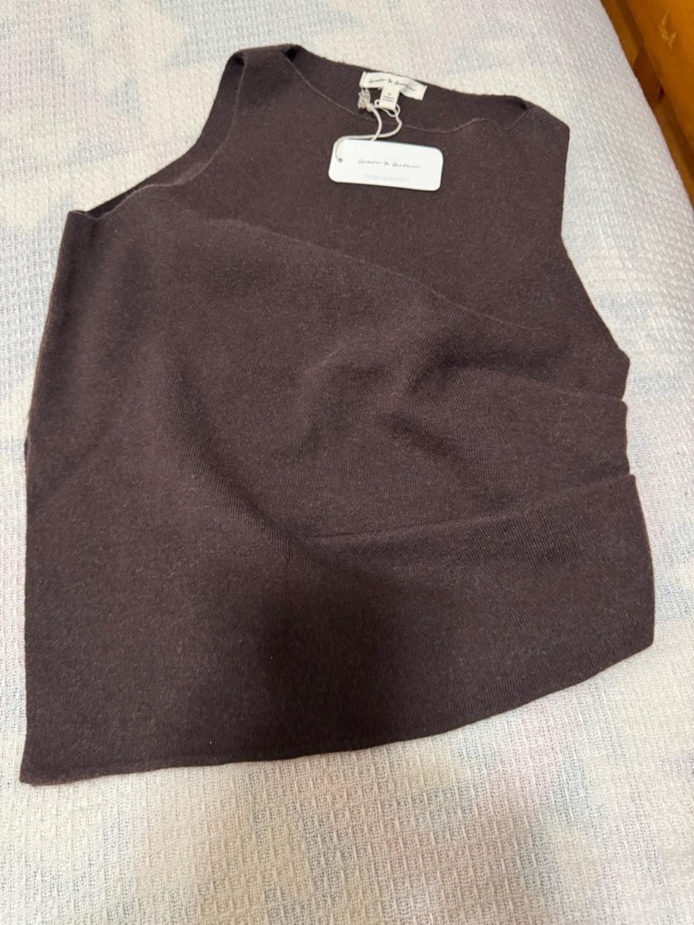 Grade & Gather Sleeveless Knit Shell Top - Dark Brown Size medium